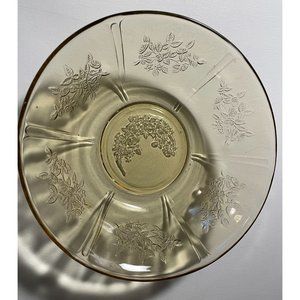 Yellow Vintage Federal Glass With Rose Design Sharon Cabbage  8.25 inches  #1281